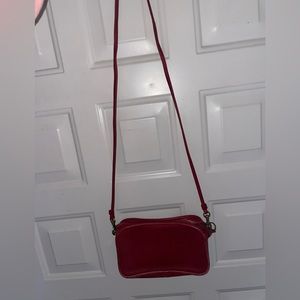 Vintage red leather crossbody purse